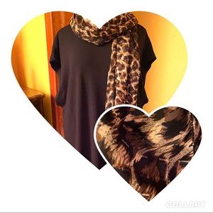 Leopard Print Sheer Scarf